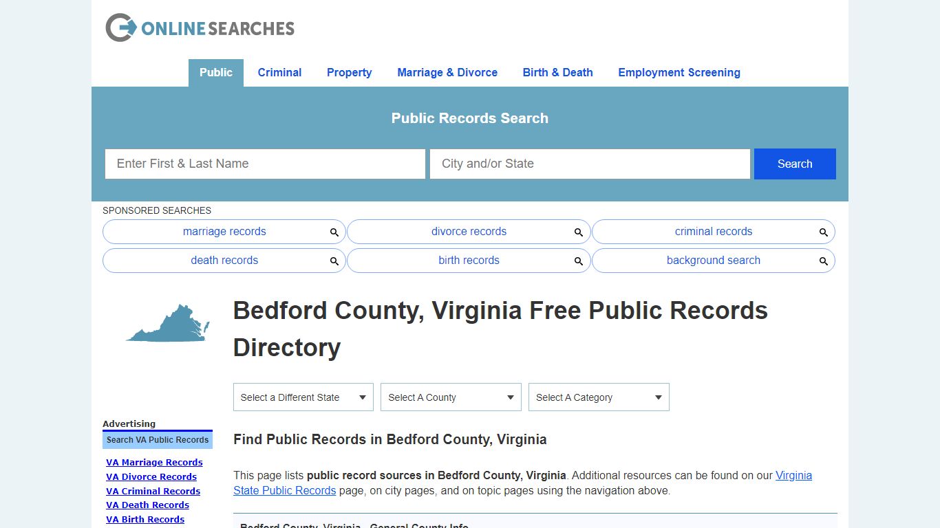 Bedford County, Virginia Public Records Directory