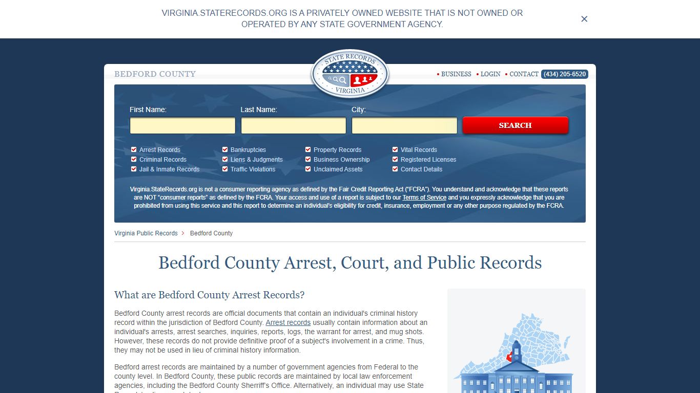 Bedford County Arrest, Court, and Public Records